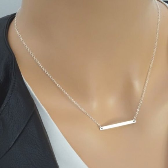 3 Piece Silver Layered Medallion, Long Bar, Hoop Choker Necklace - Geometric - Picture 8 of 8